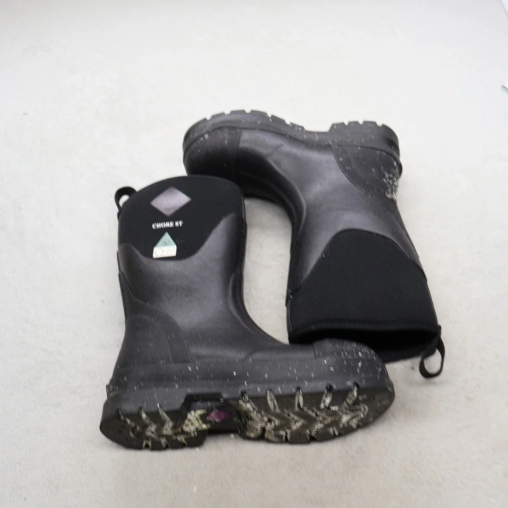 Muck Boot Women 5M Rain Boots Black Chore Mid Steel Toe Protective MCMPW00